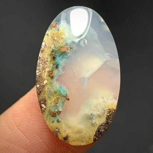 Tiny Chrysocolla Native Copper Cabochon 21x12.8x5.2mm