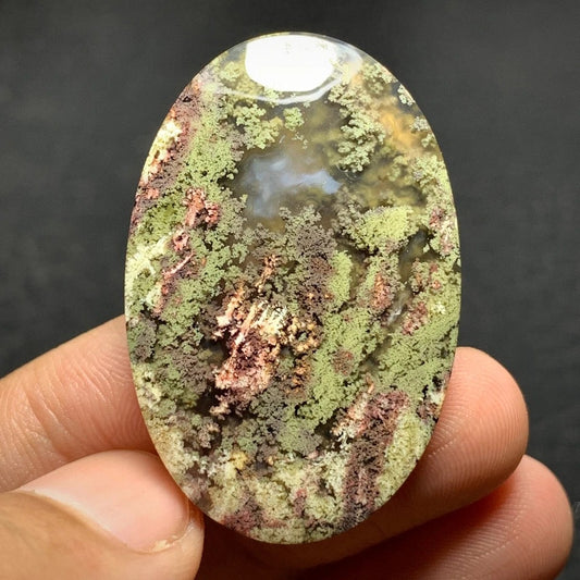 Scenic Moss Agate Cabochon 39x25.5x6mm