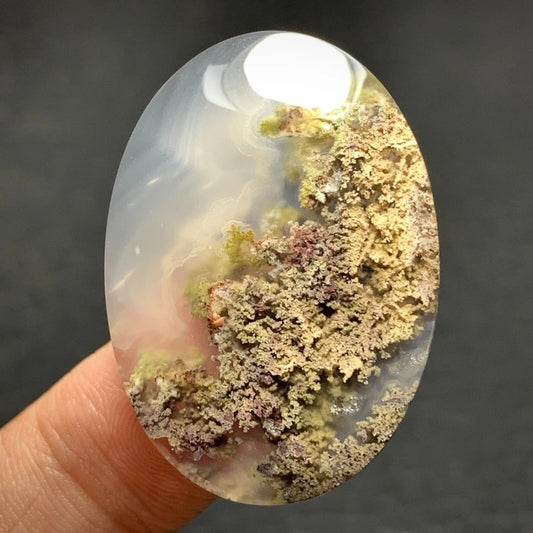 Scenic Moss Agate Cabochon 34.5x24.5x6.2mm