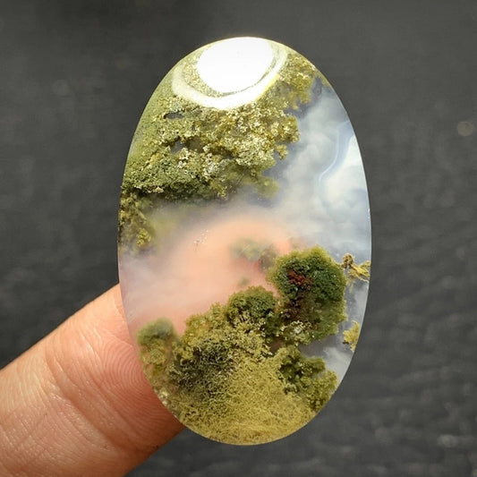 Scenic Moss Agate Cabochon 36x22.2x4.5mm