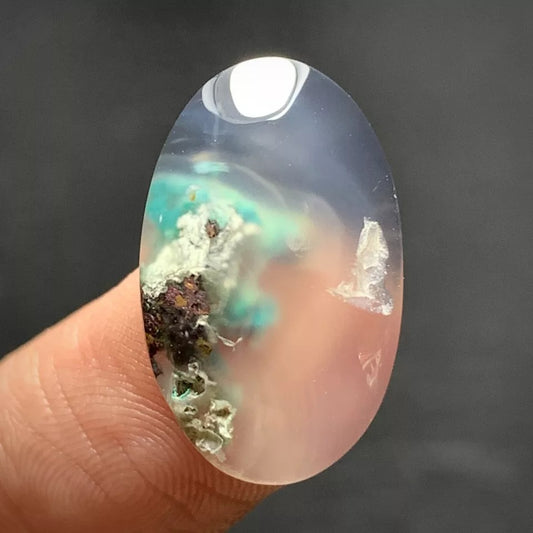 Tiny Chrysocolla Native Copper Cabochon 20x12.6x5mm